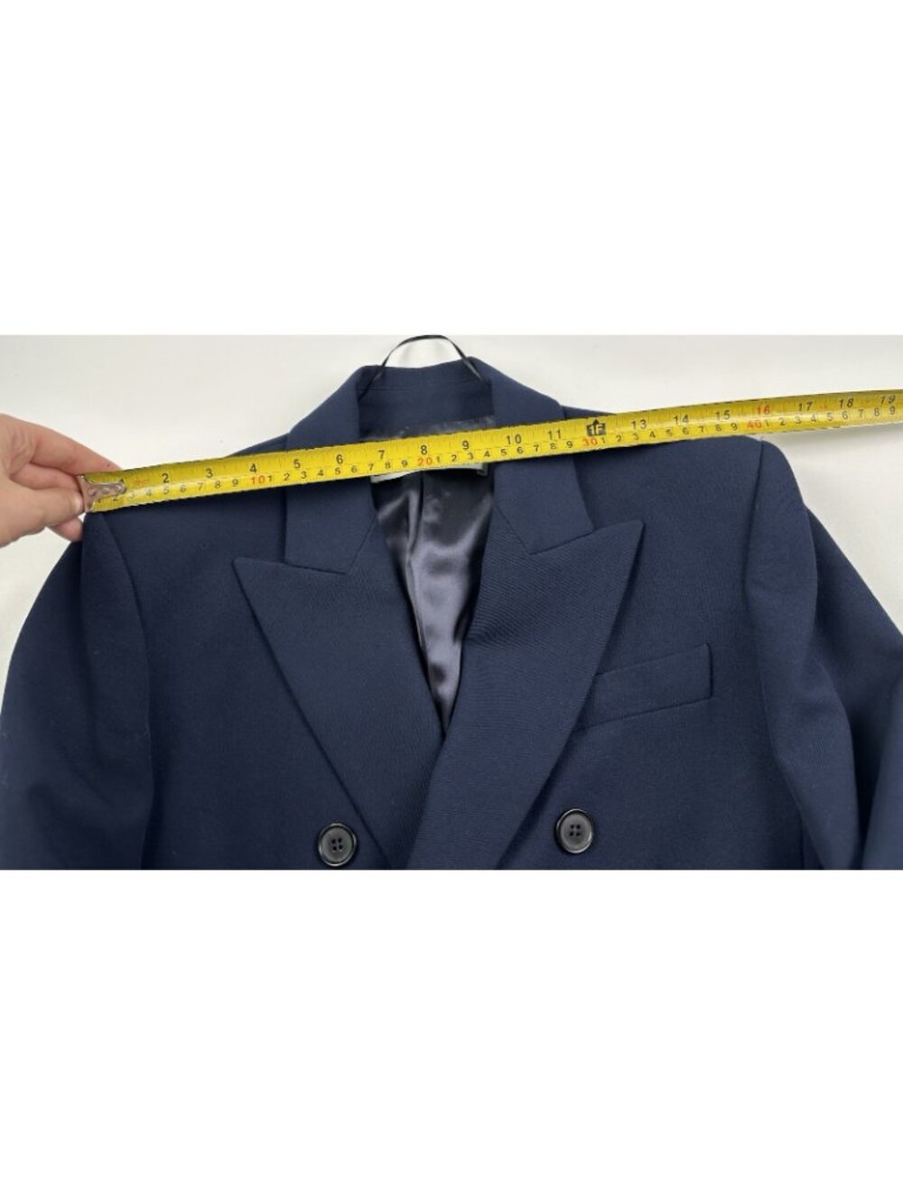 Zara Women’s Navy Blue Tailored Double Breasted Blazer Jacket Size XS - Picture 9 of 11